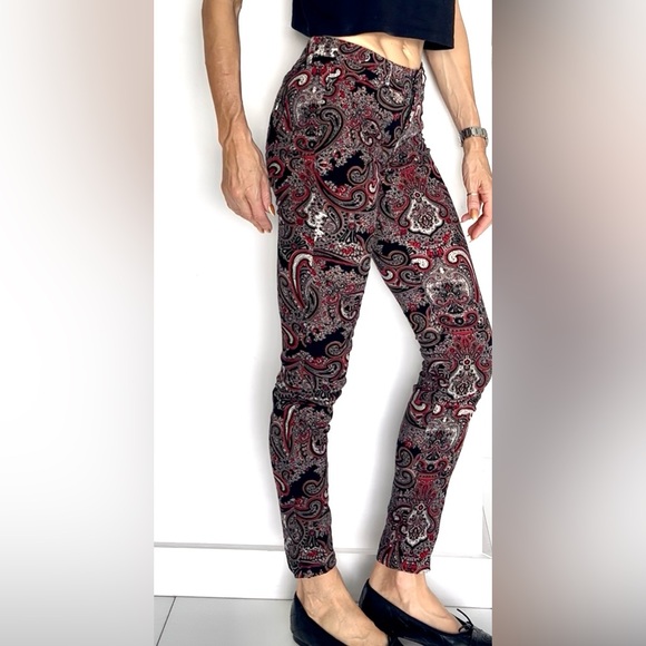 Club Monaco Paisley Skinny Jeans - Black and Red - Picture 7 of 7